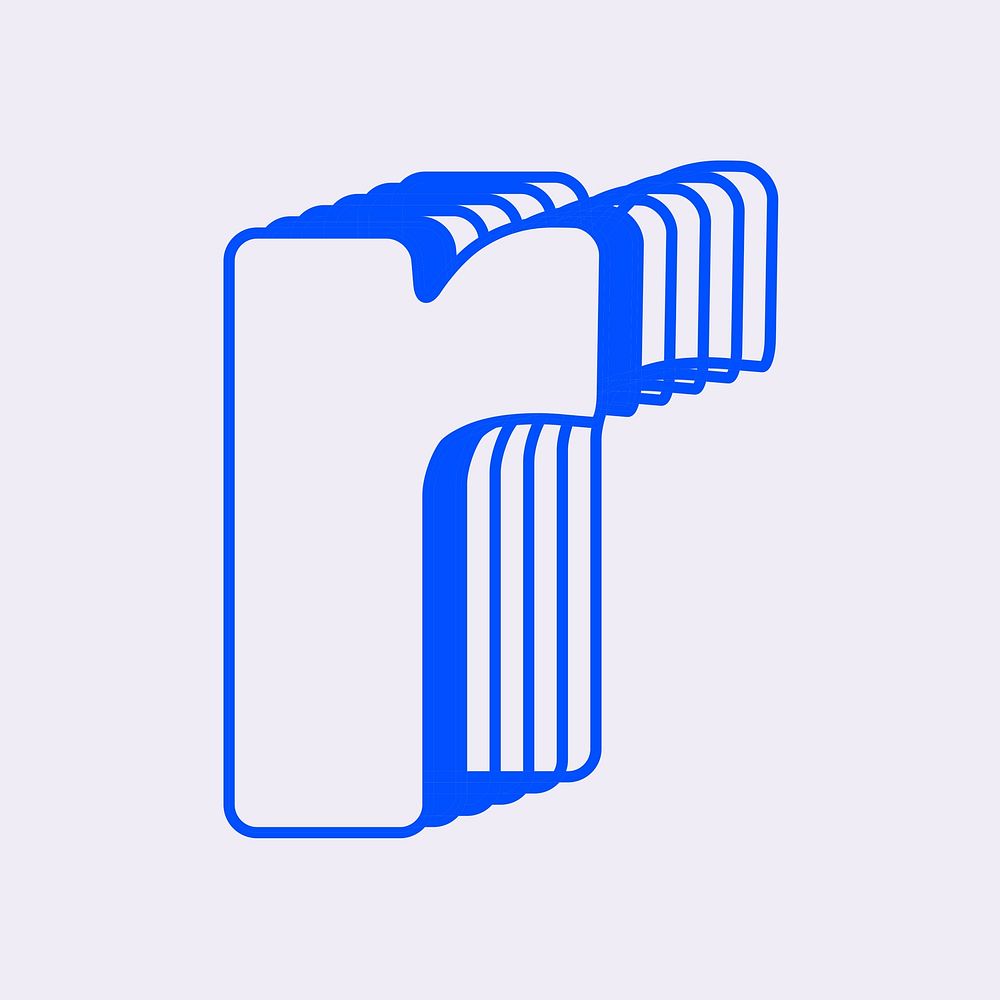 Letter r, line layer font illustration
