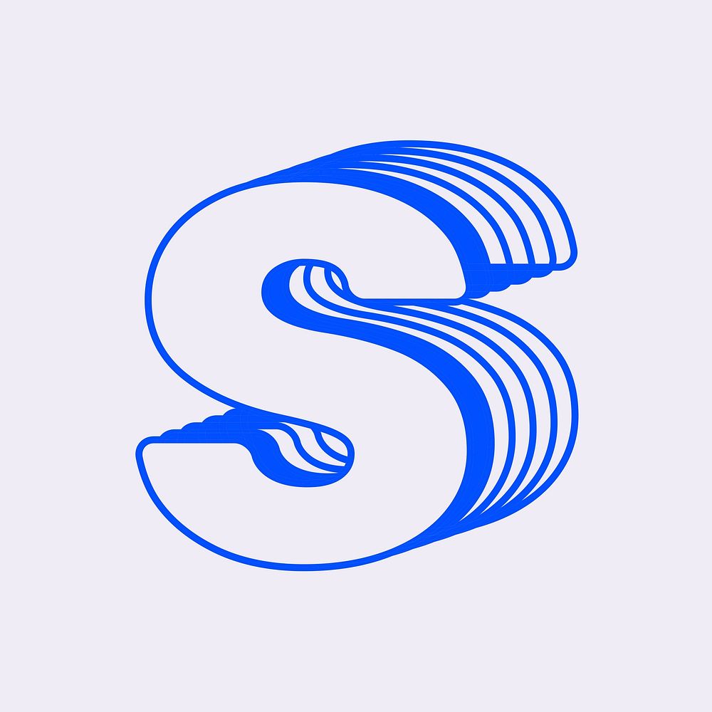 Letter s, line layer font illustration