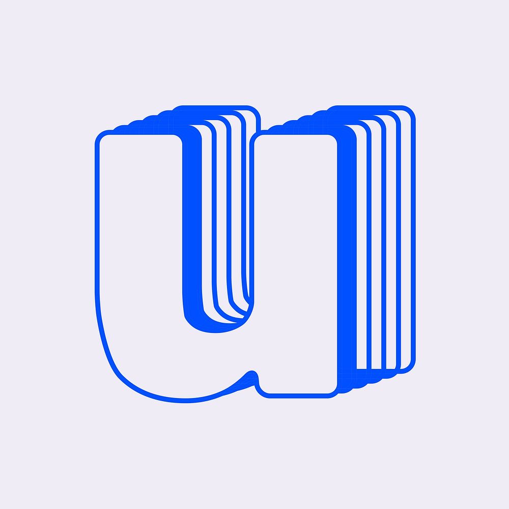 Letter u, line layer font illustration