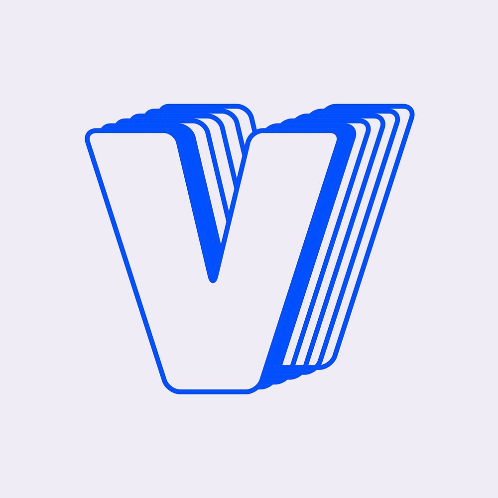 Letter v, line layer font illustration