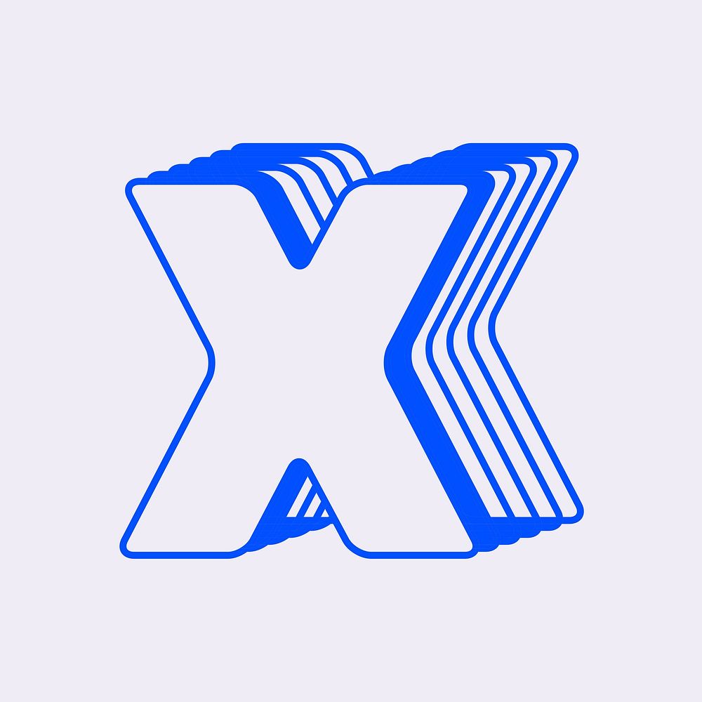 Letter x, line layer font illustration