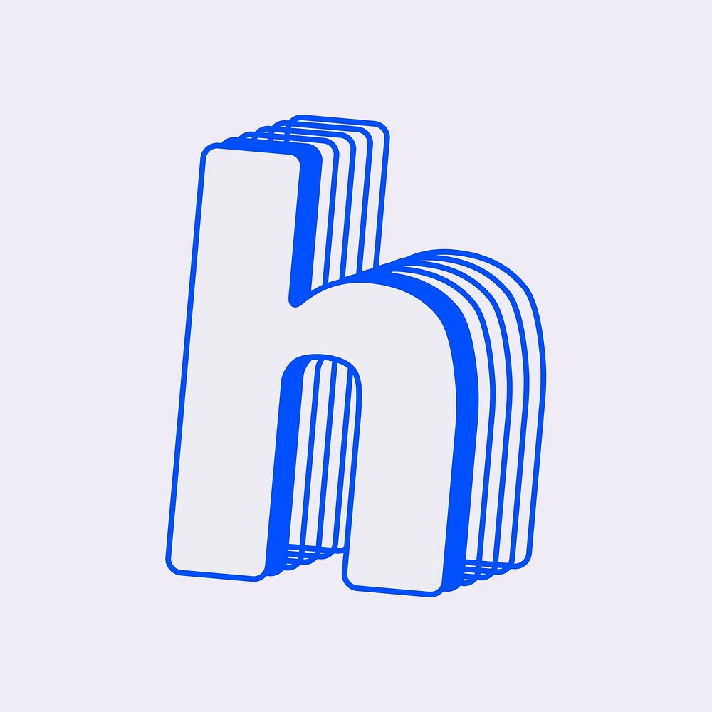 Letter h, line layer font illustration