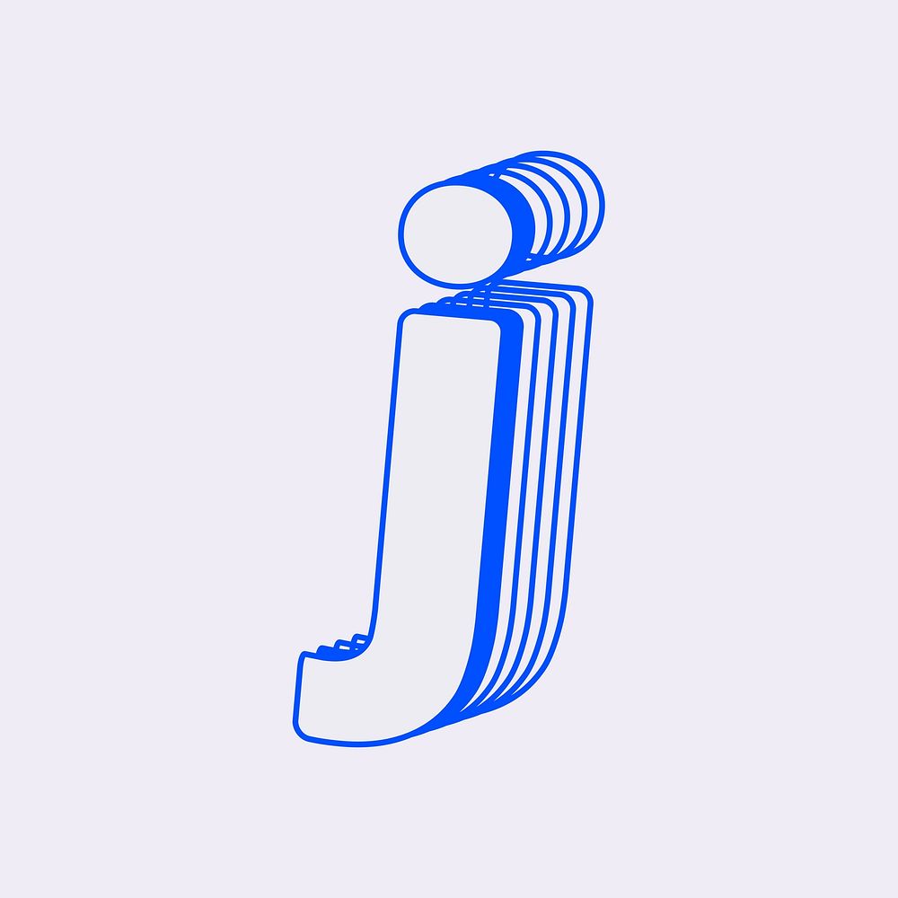 Letter j, line layer font illustration
