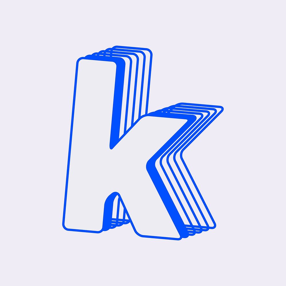 Letter k, line layer font illustration