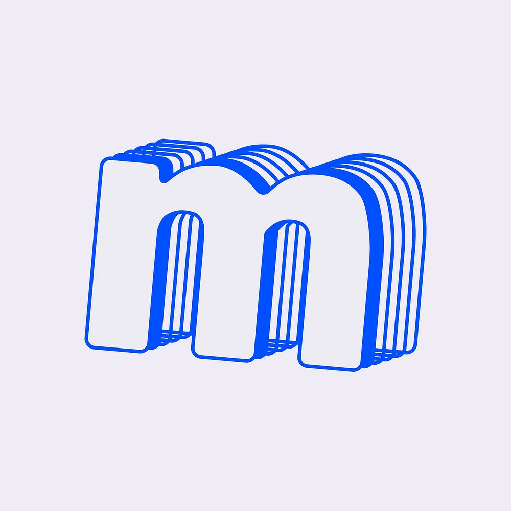 Letter m, line layer font illustration