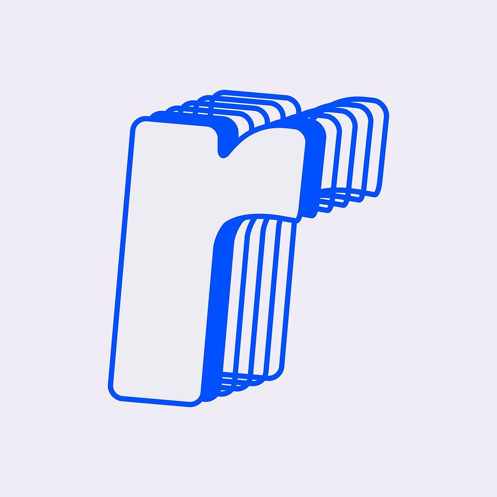Letter r, line layer font illustration