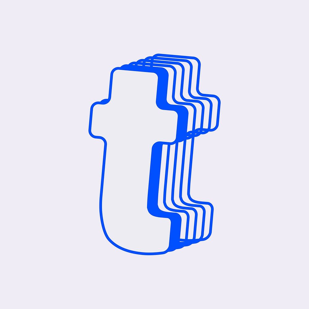 Letter t, line layer font illustration