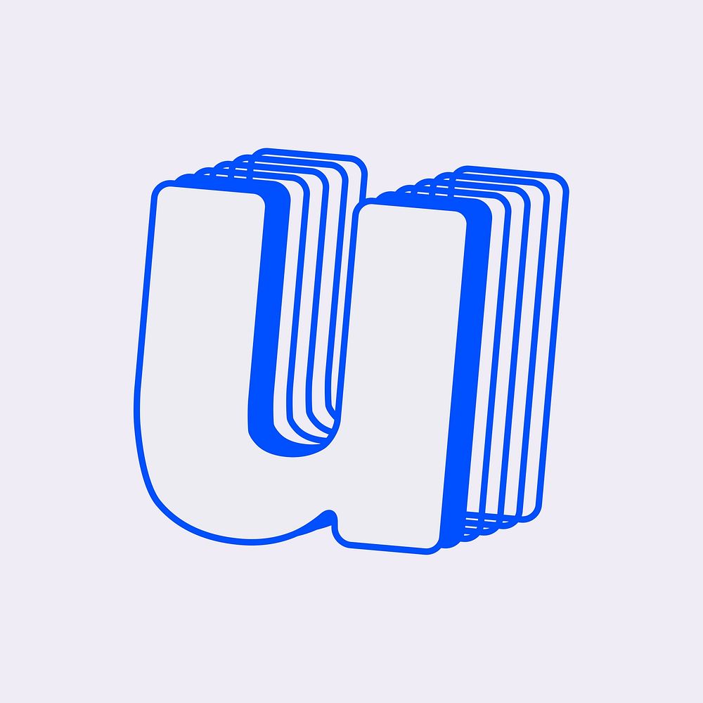 Letter u, line layer font illustration