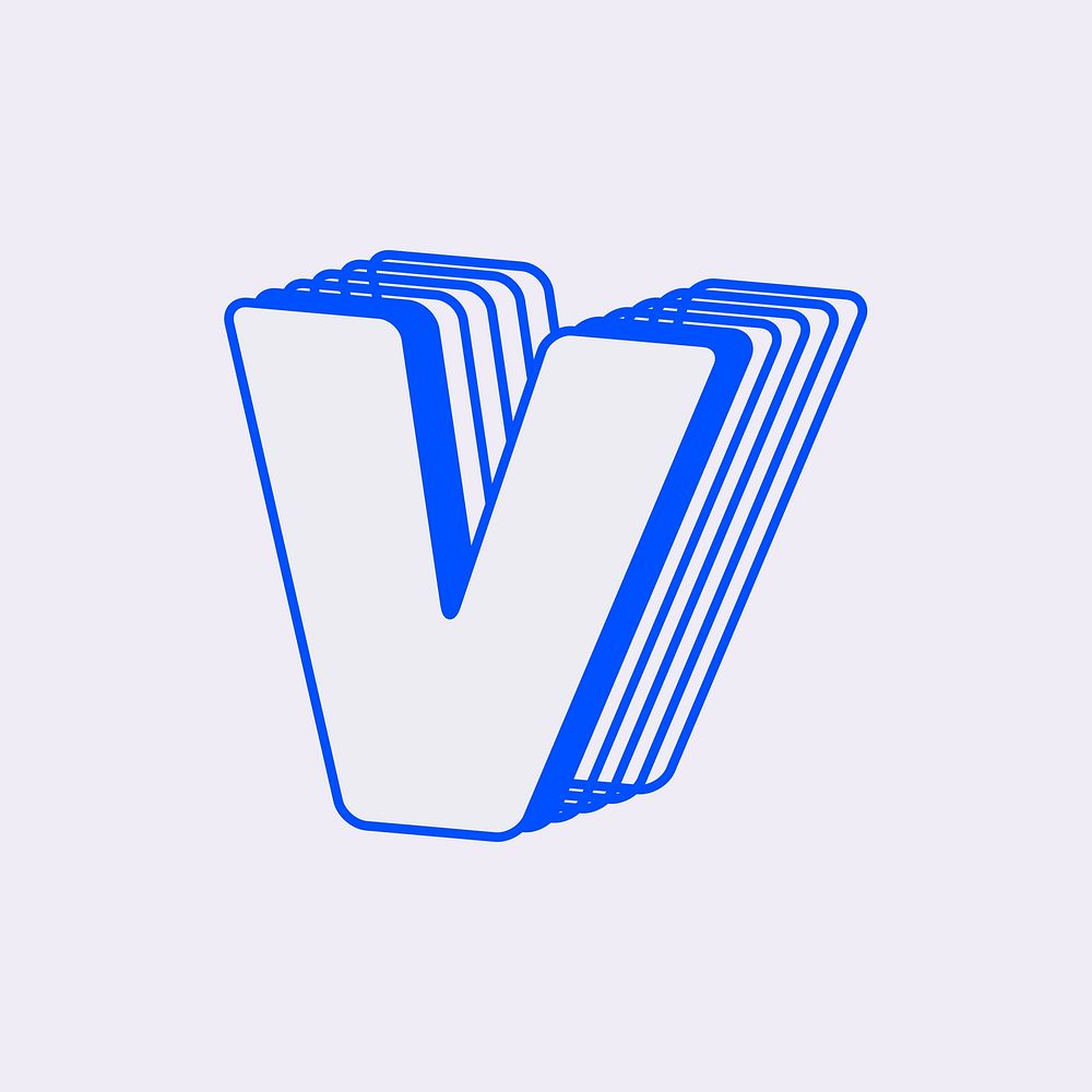 Letter v, line layer font illustration