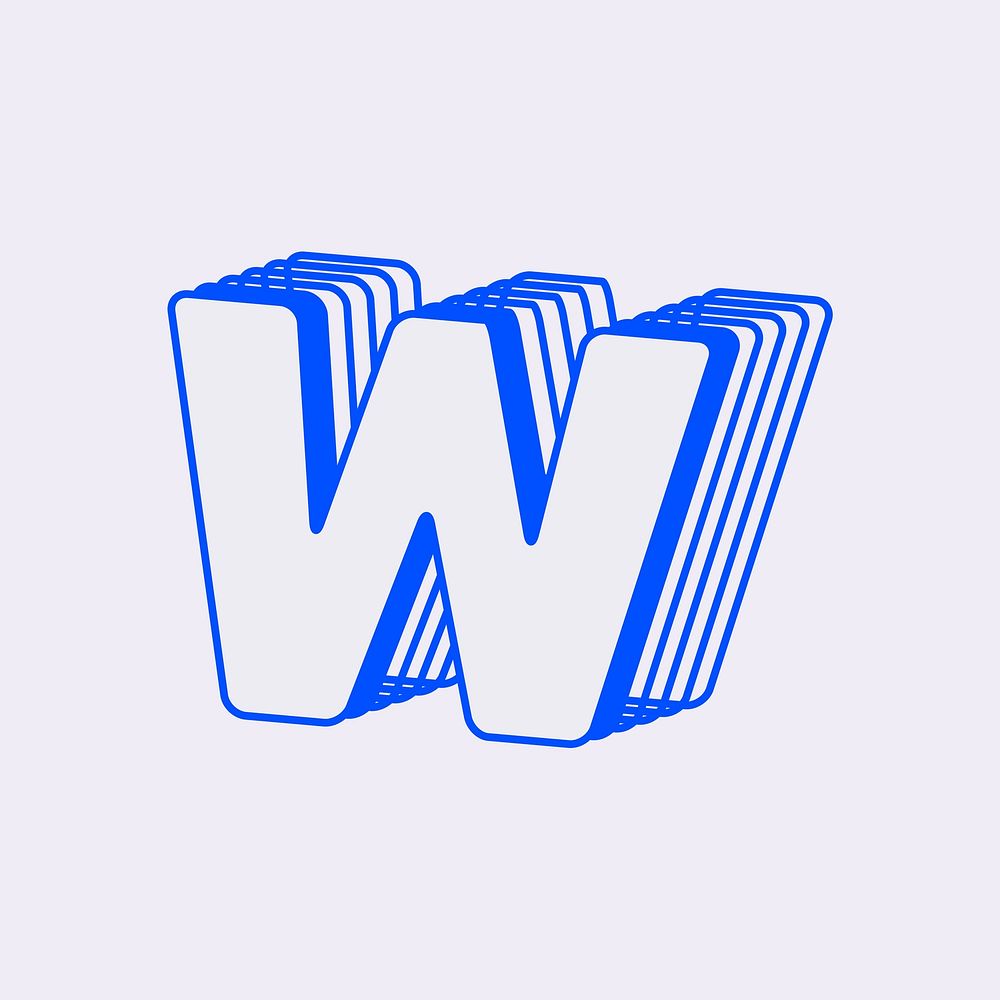 Letter w, line layer font illustration
