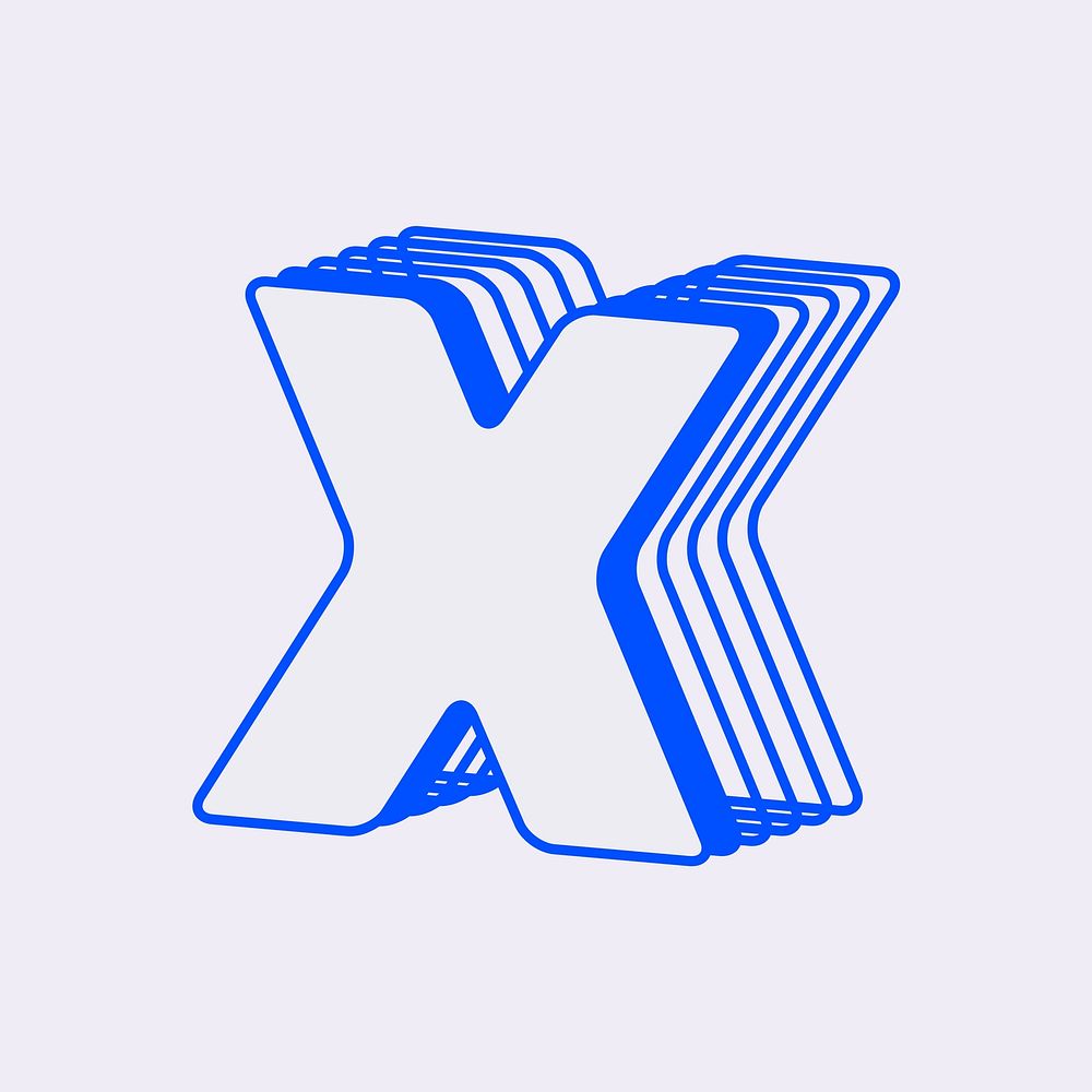 Letter x, line layer font illustration