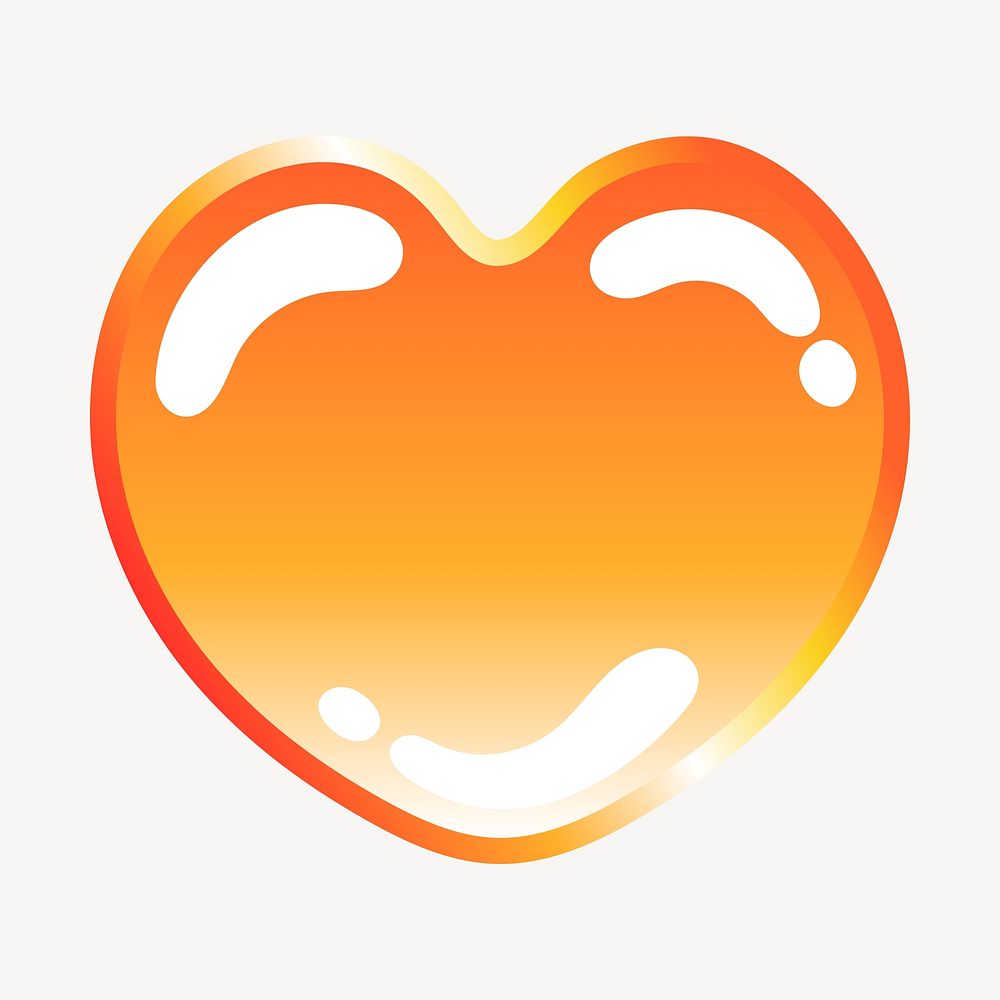 Heart icon in cute funky orange shape illustration