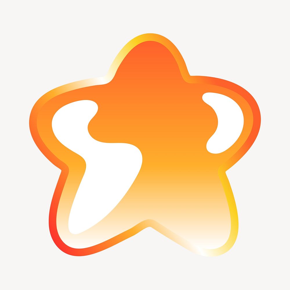 Star icon in cute funky orange shape illustration