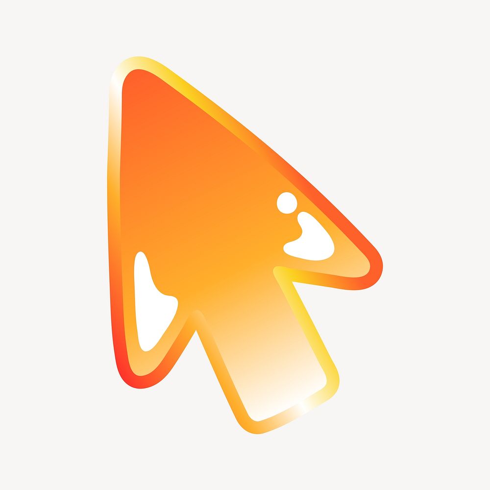 Cursor mouse icon in cute funky orange shape illustration