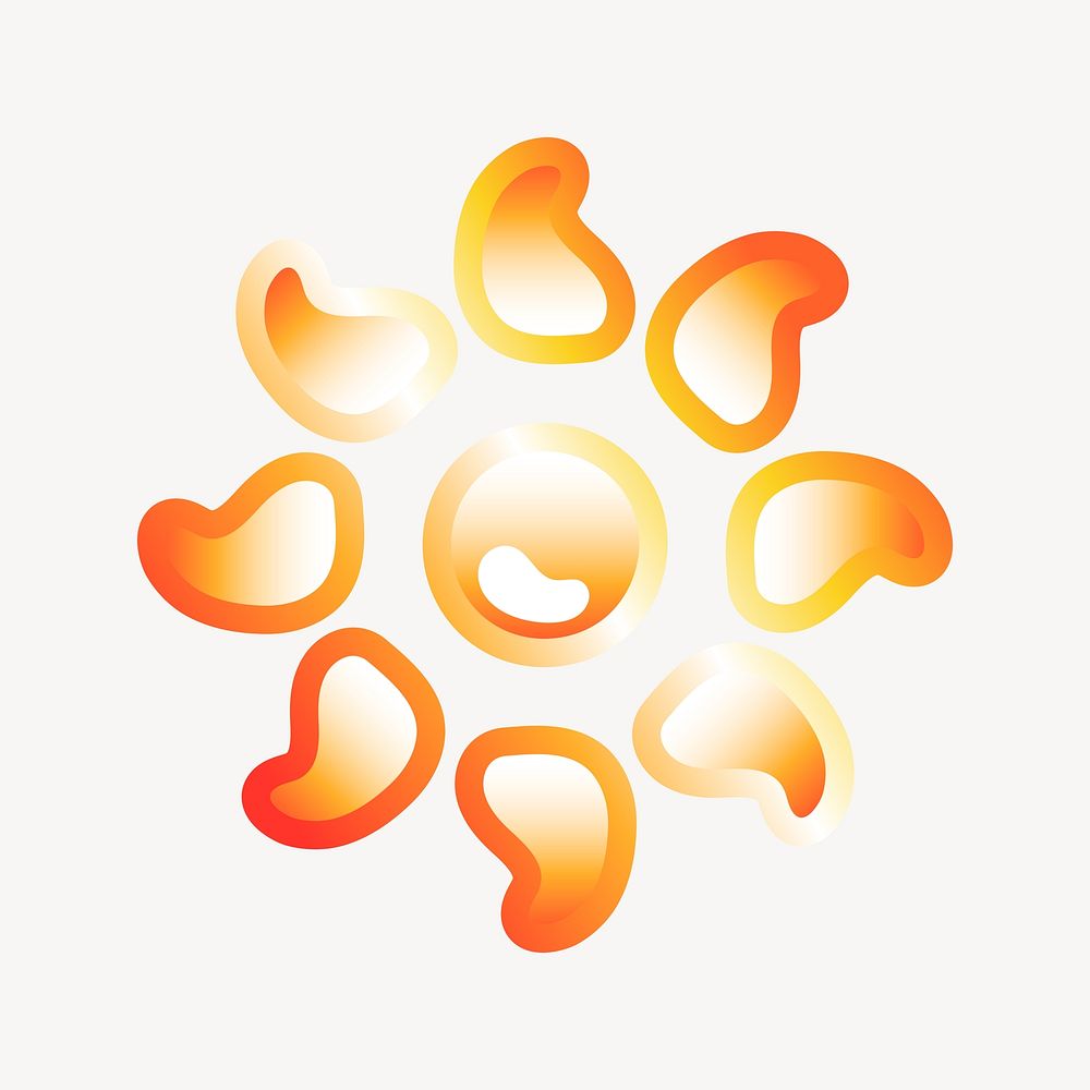 Sun icon in cute funky orange shape illustration