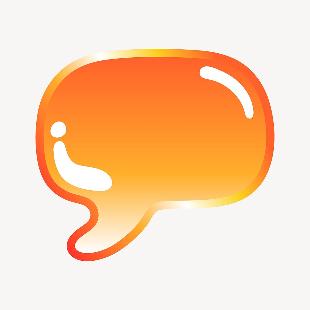Speech bubble icon in cute funky orange shape illustration