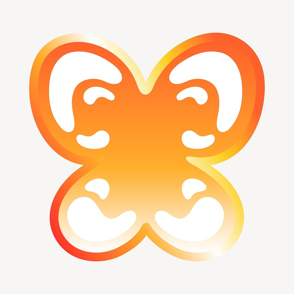 Butterfly icon in cute funky orange shape illustration