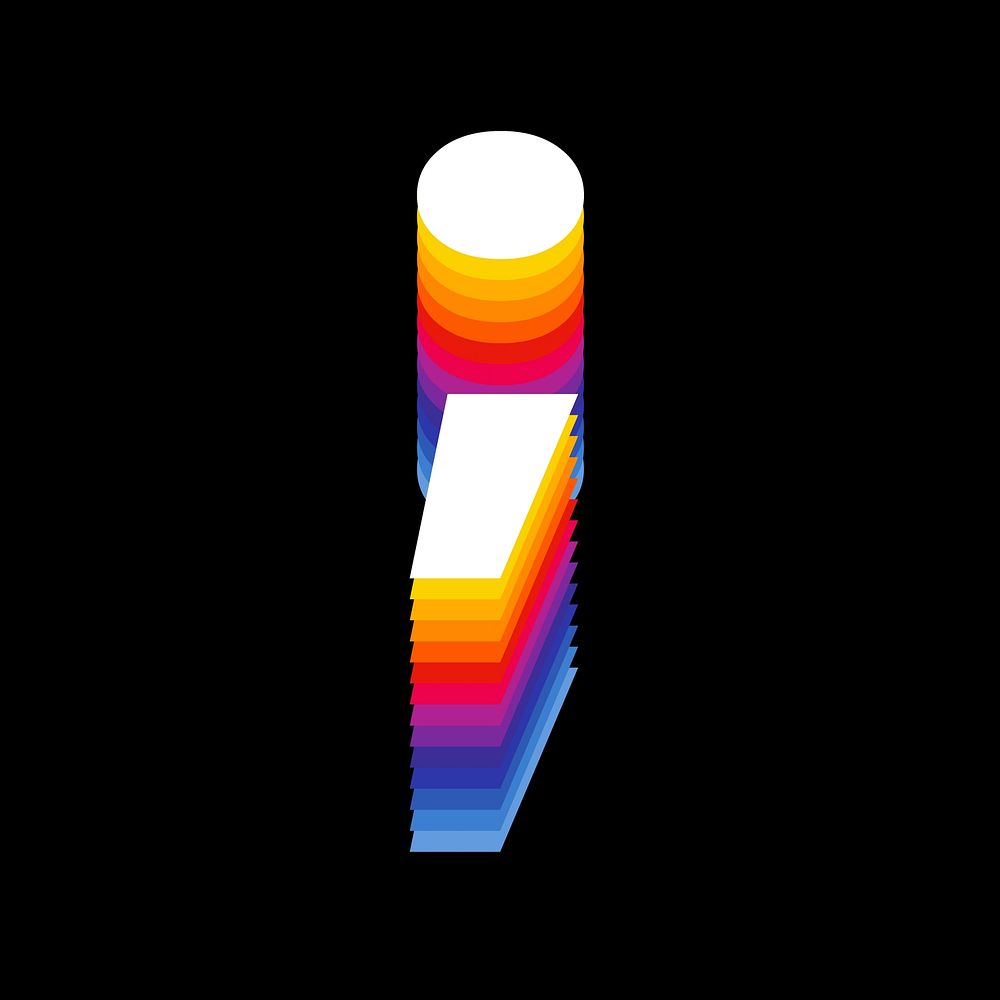 Semicolon  sign retro colorful layered symbol illustration