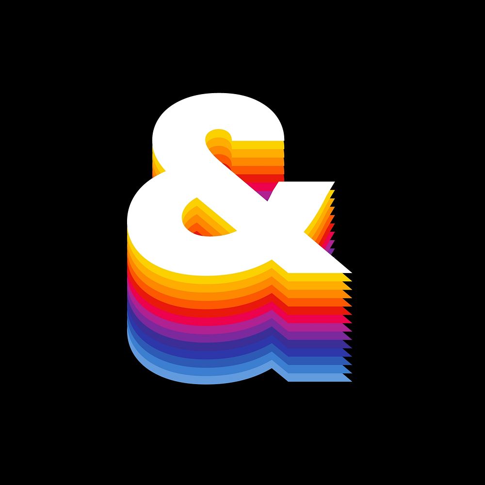 Ampersand  sign retro colorful layered symbol illustration