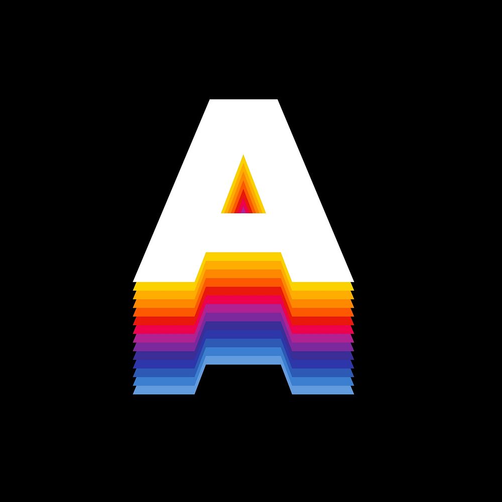 Letter a retro colorful layered alphabet illustration