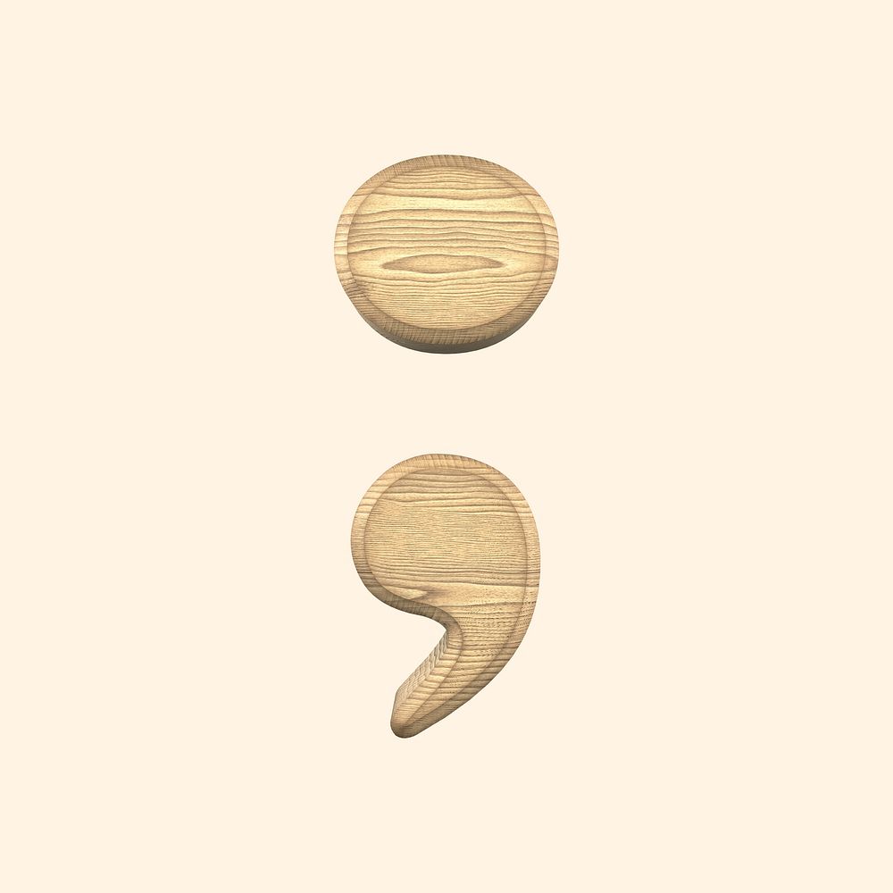 Semicolon sign wooden texture symbol | Free Photo Illustration - rawpixel