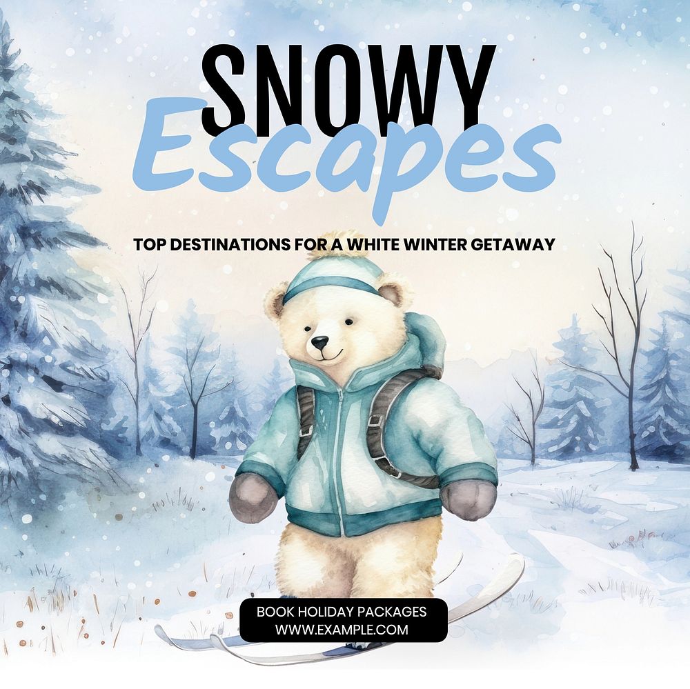 Snowy escapes Instagram post template
