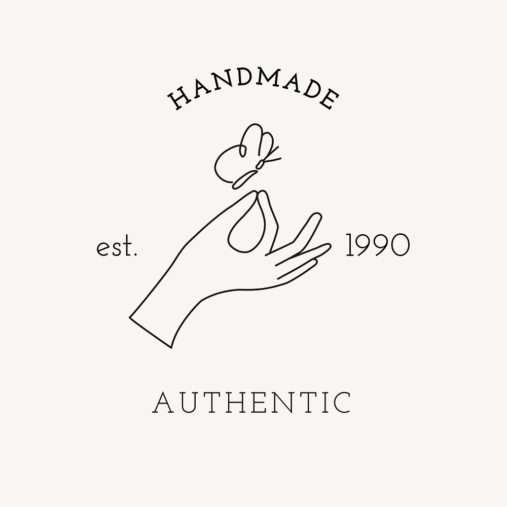 Aesthetic hands logo template, minimal line art