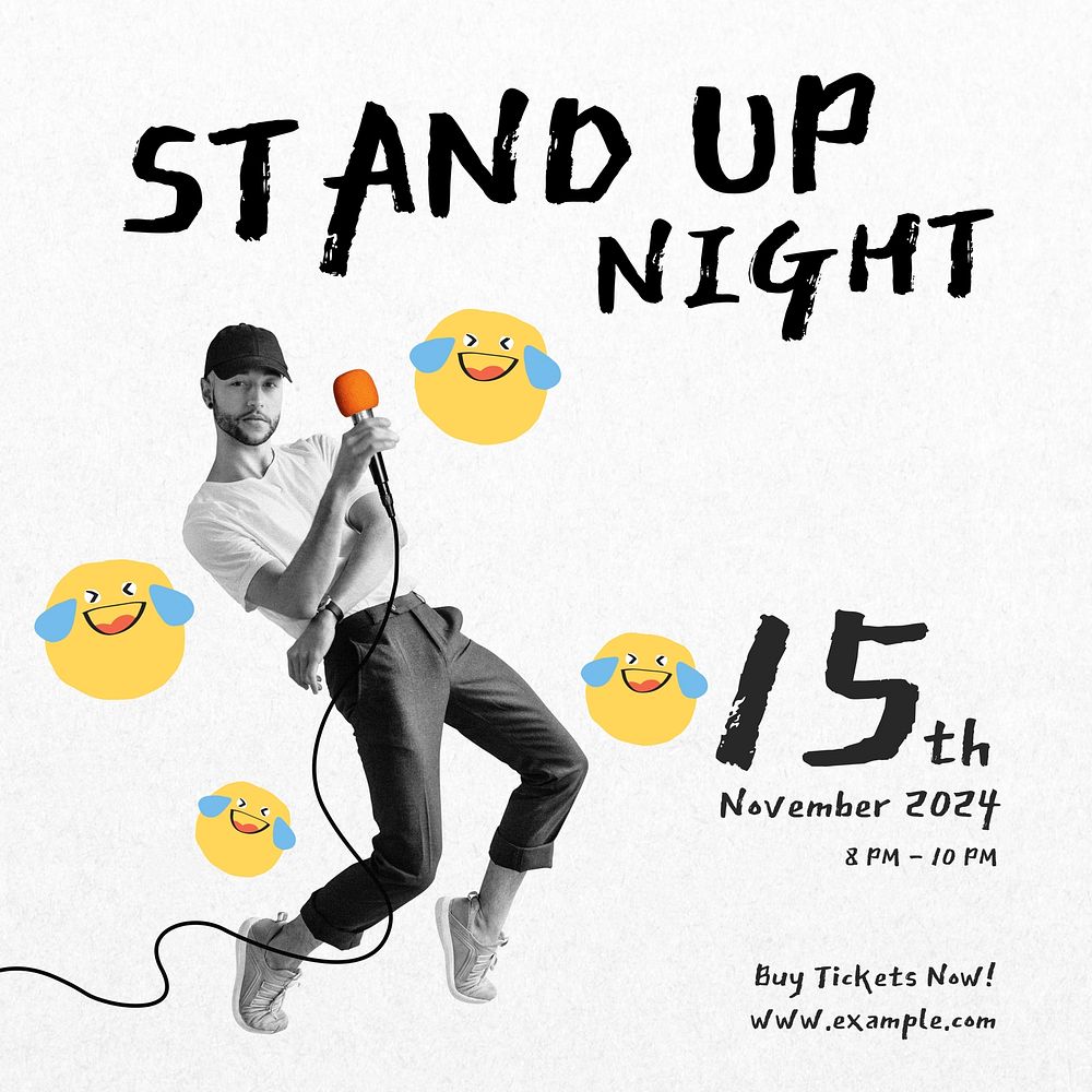 Stand up night Facebook story template, editable collage remix design
