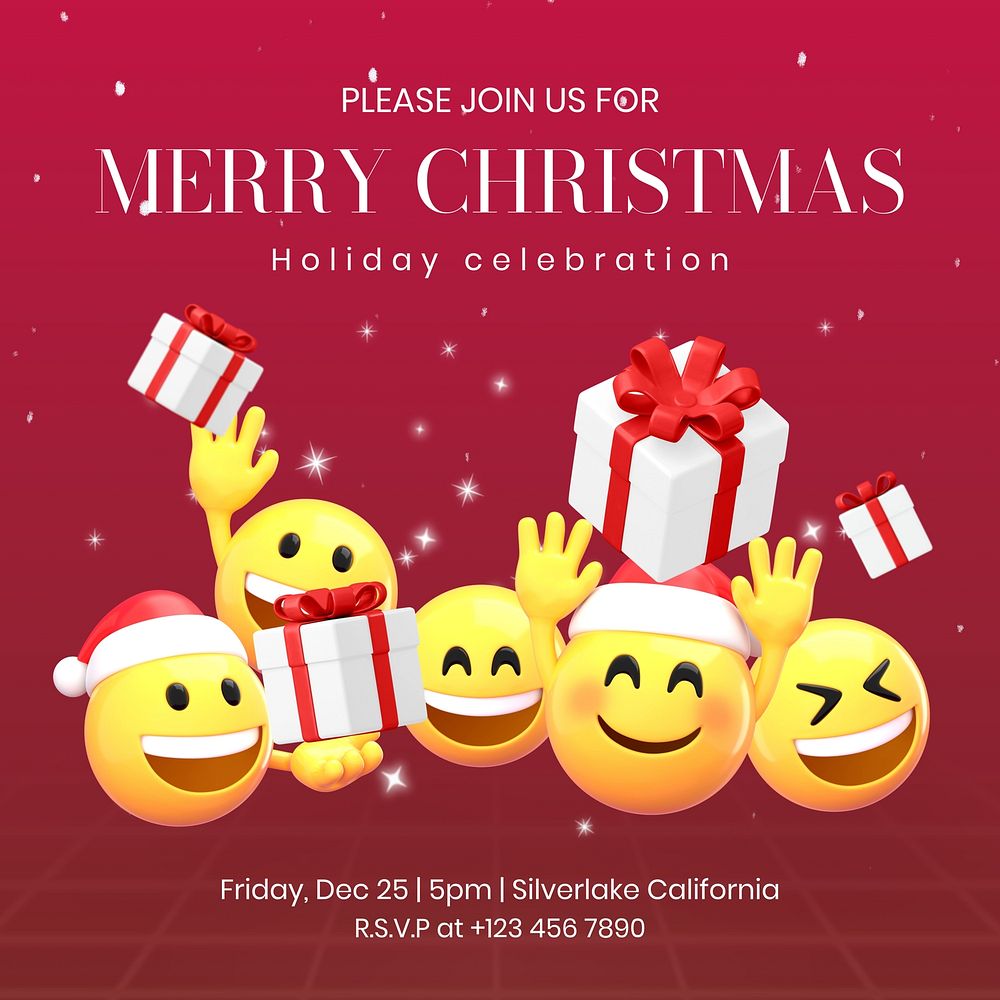 Christmas celebration  Facebook ad template, 3D emoticon illustration