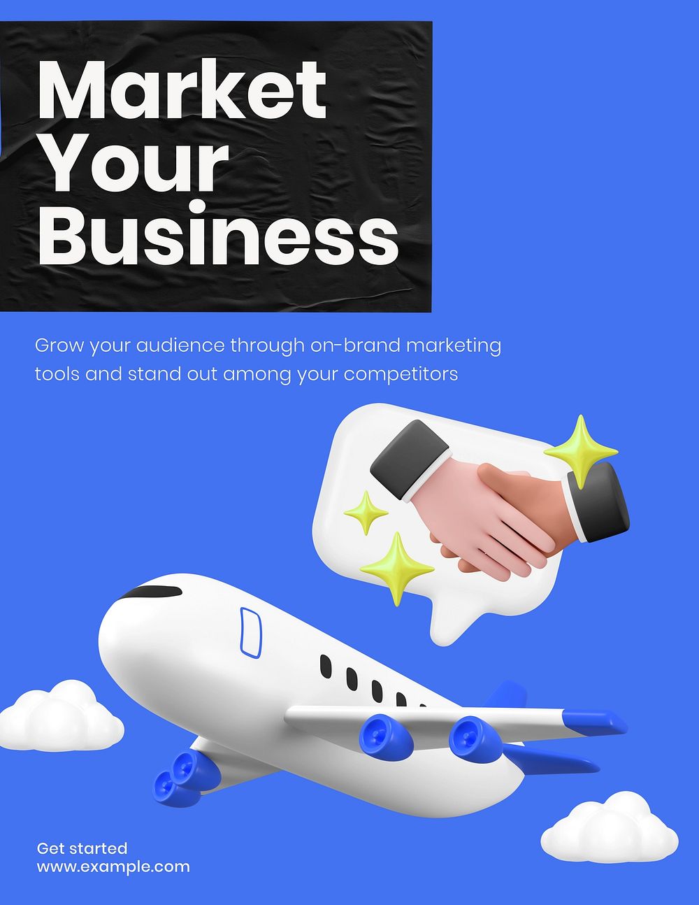 Market your business flyer template 3d design