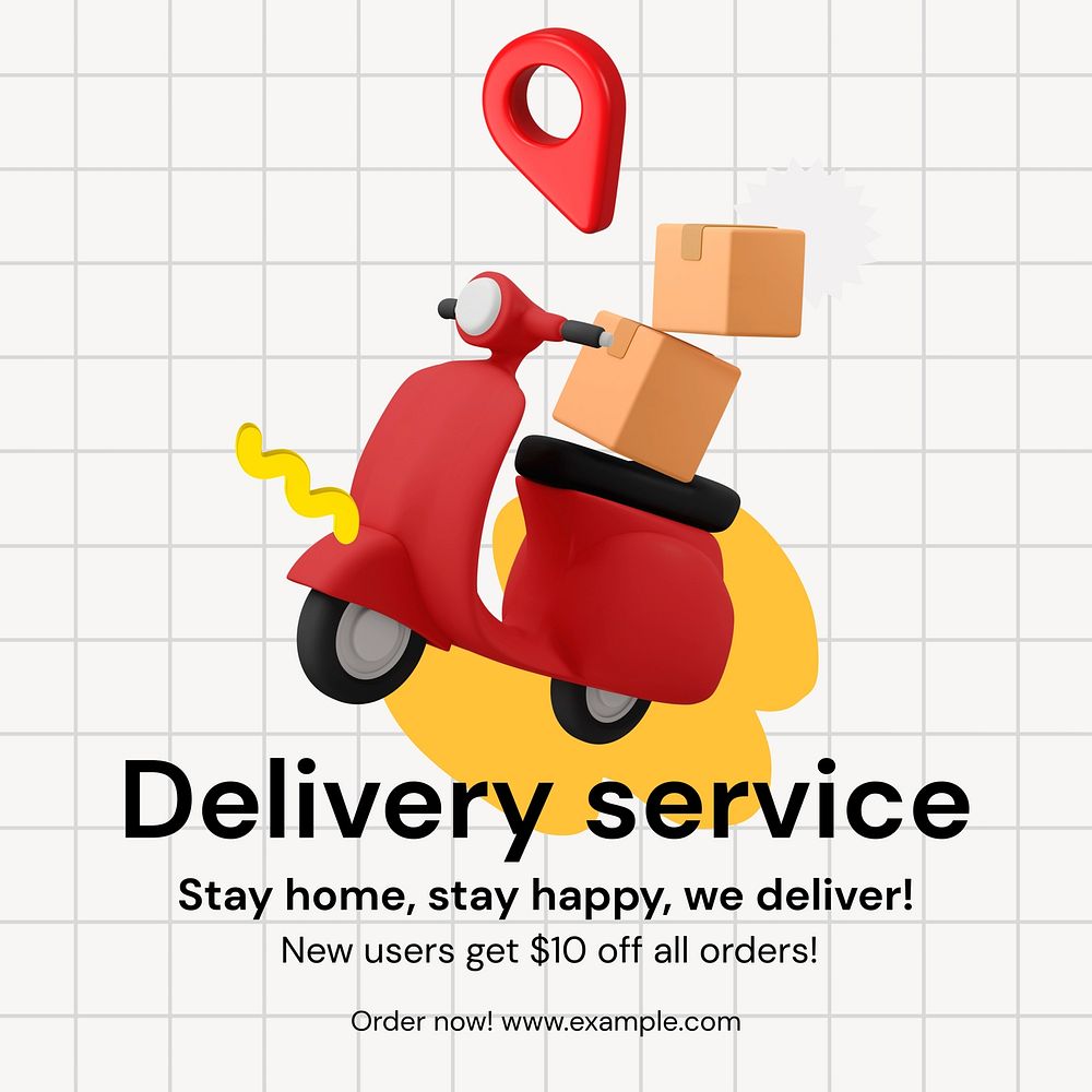 Delivery service Facebook ad template, editable business design