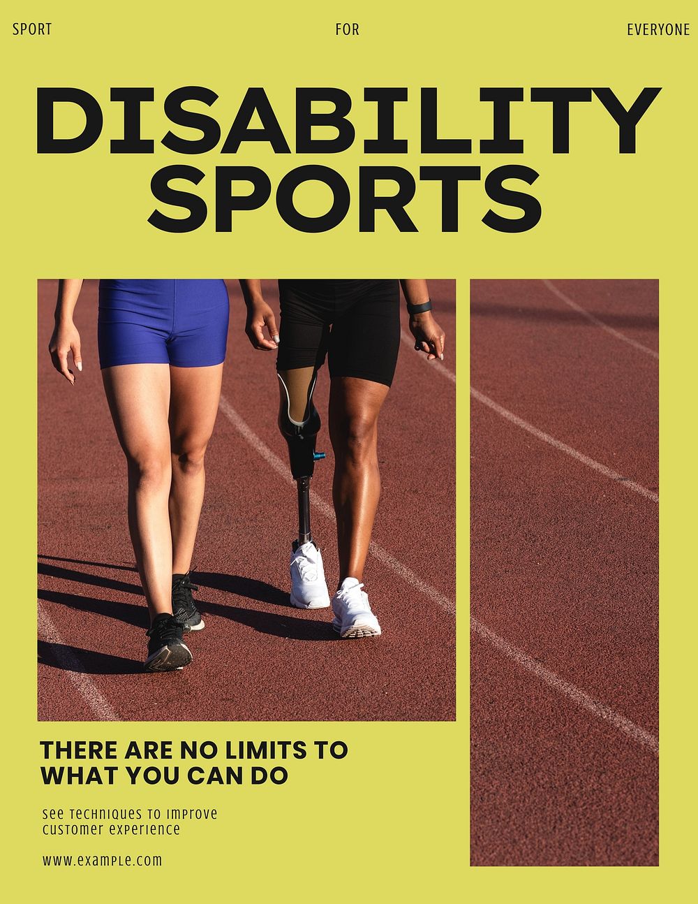 Yellow disability sports flyer template,  colorful design