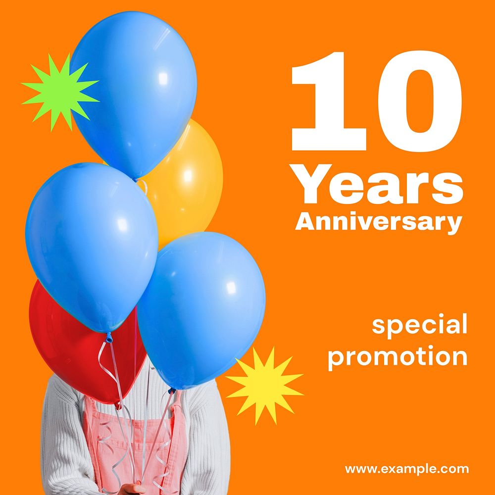 Anniversary promotion Instagram ad template, editable funky design