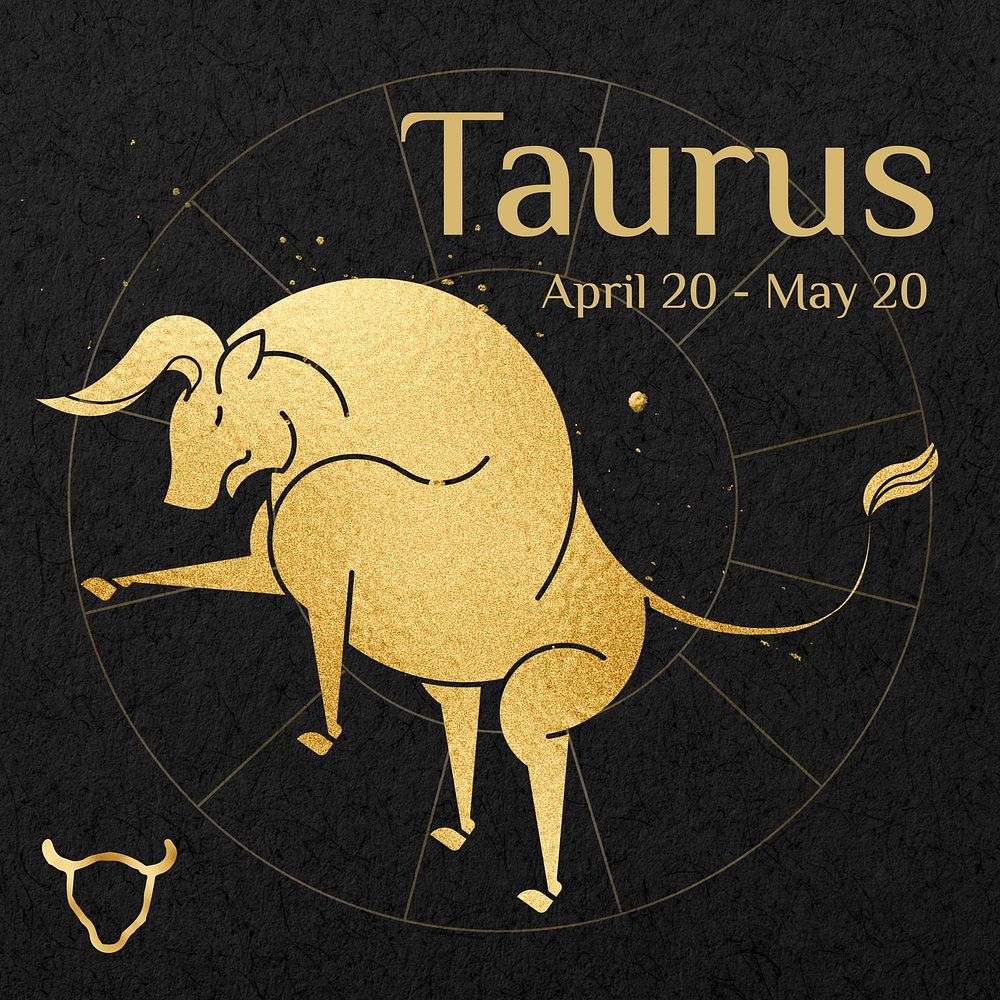 Taurus Instagram post template gold Art Nouveau horoscope sign, remixed by rawpixel