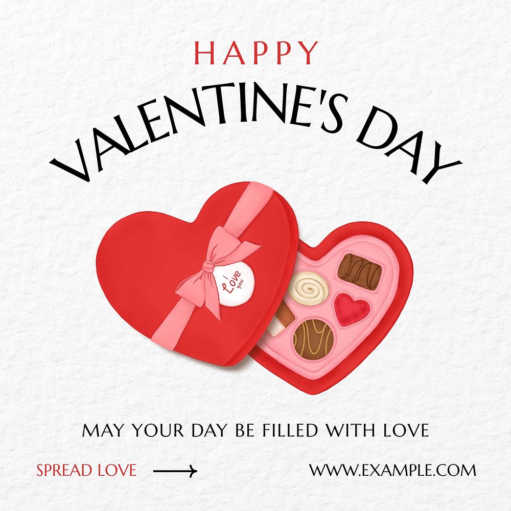 Valentine's day Instagram post template, editable digital painting remix