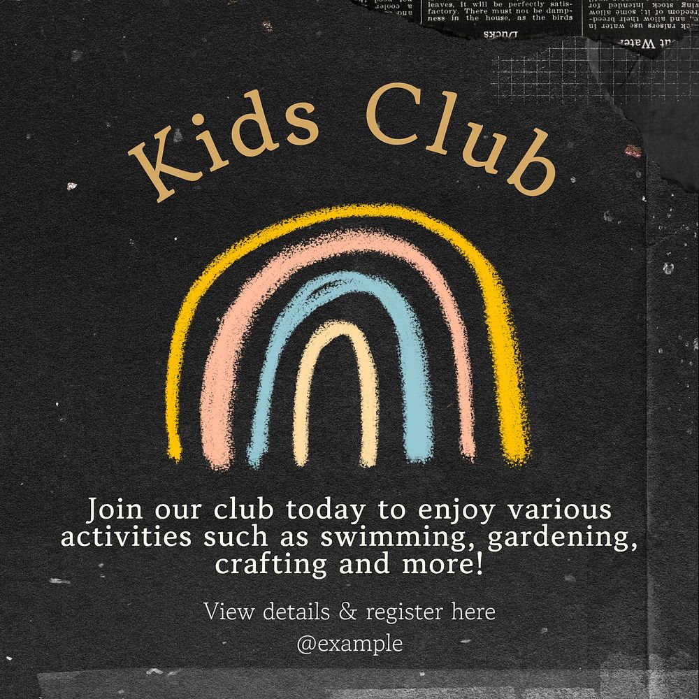 Kids club Instagram post template