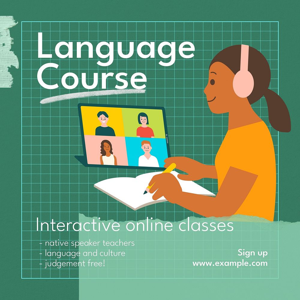 Language course Instagram post template