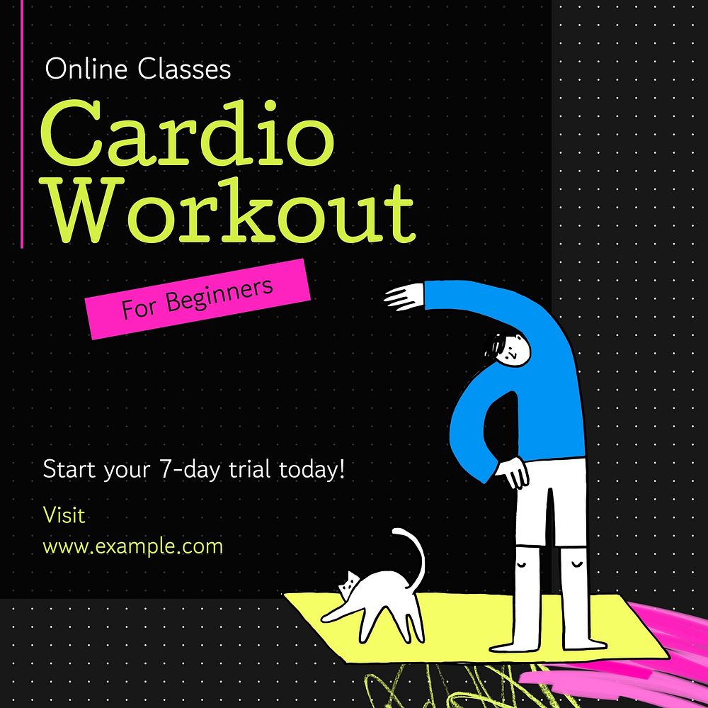 Cardio workout Instagram post template