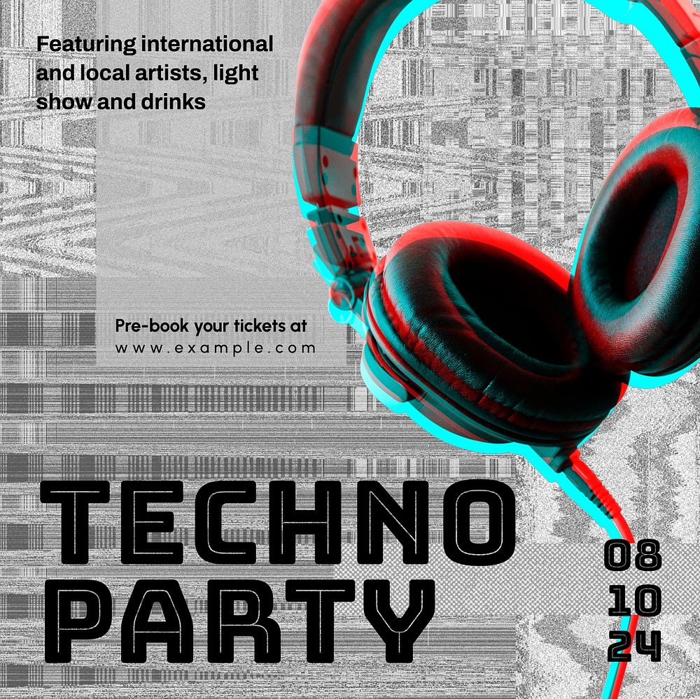 Techno party Instagram post template