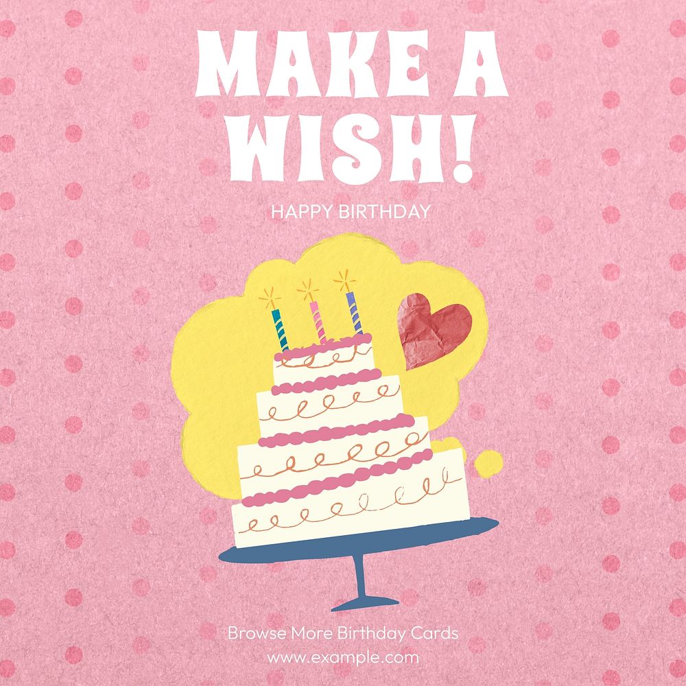 Birthday card wish Instagram post template