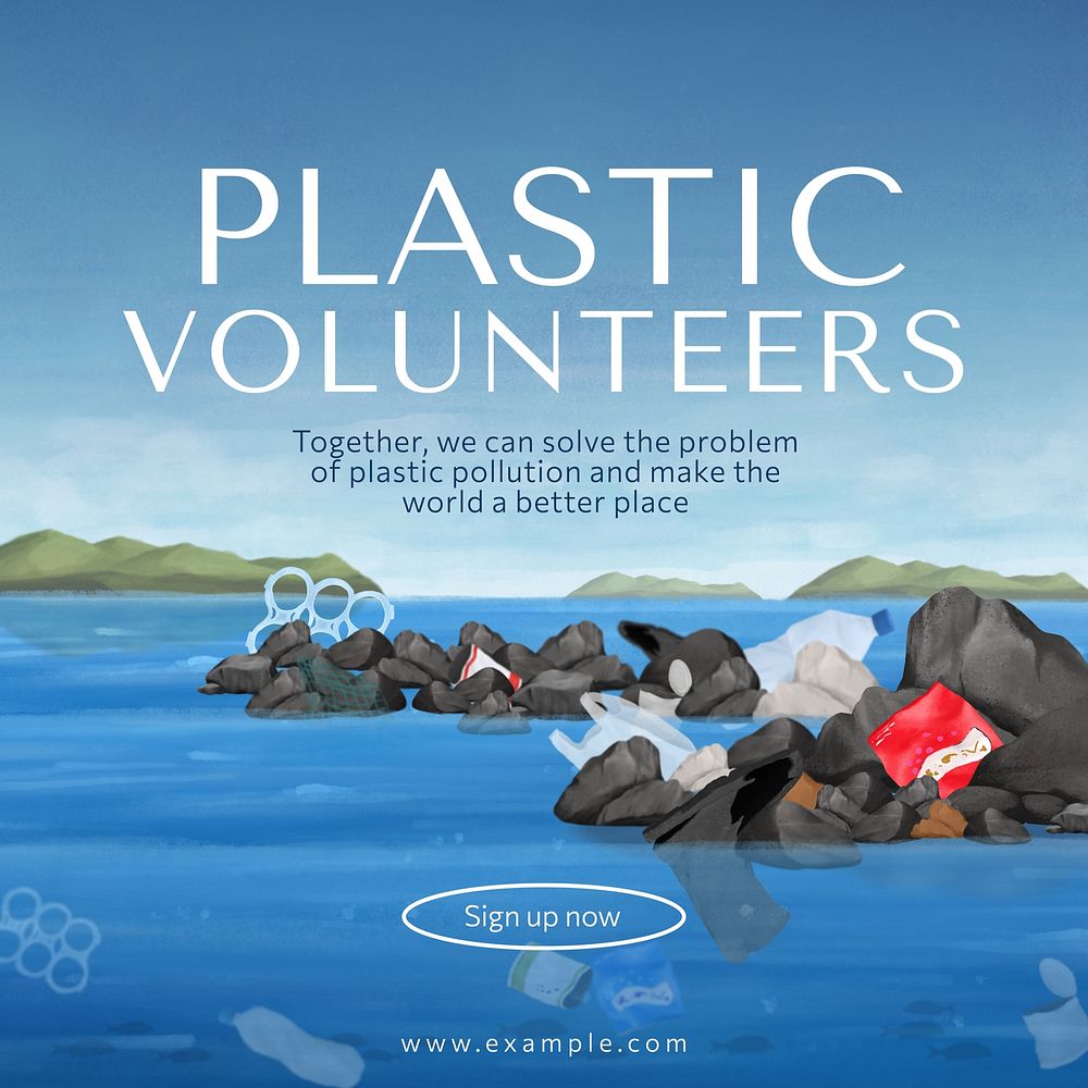 Plastic volunteers Instagram post template, editable aesthetic paint remix 
