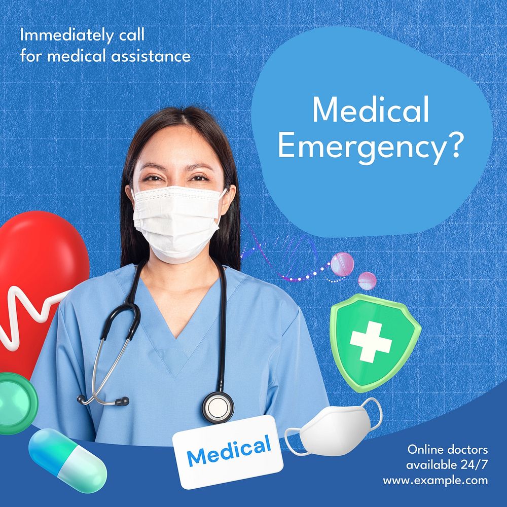 Medical emergency Facebook post template