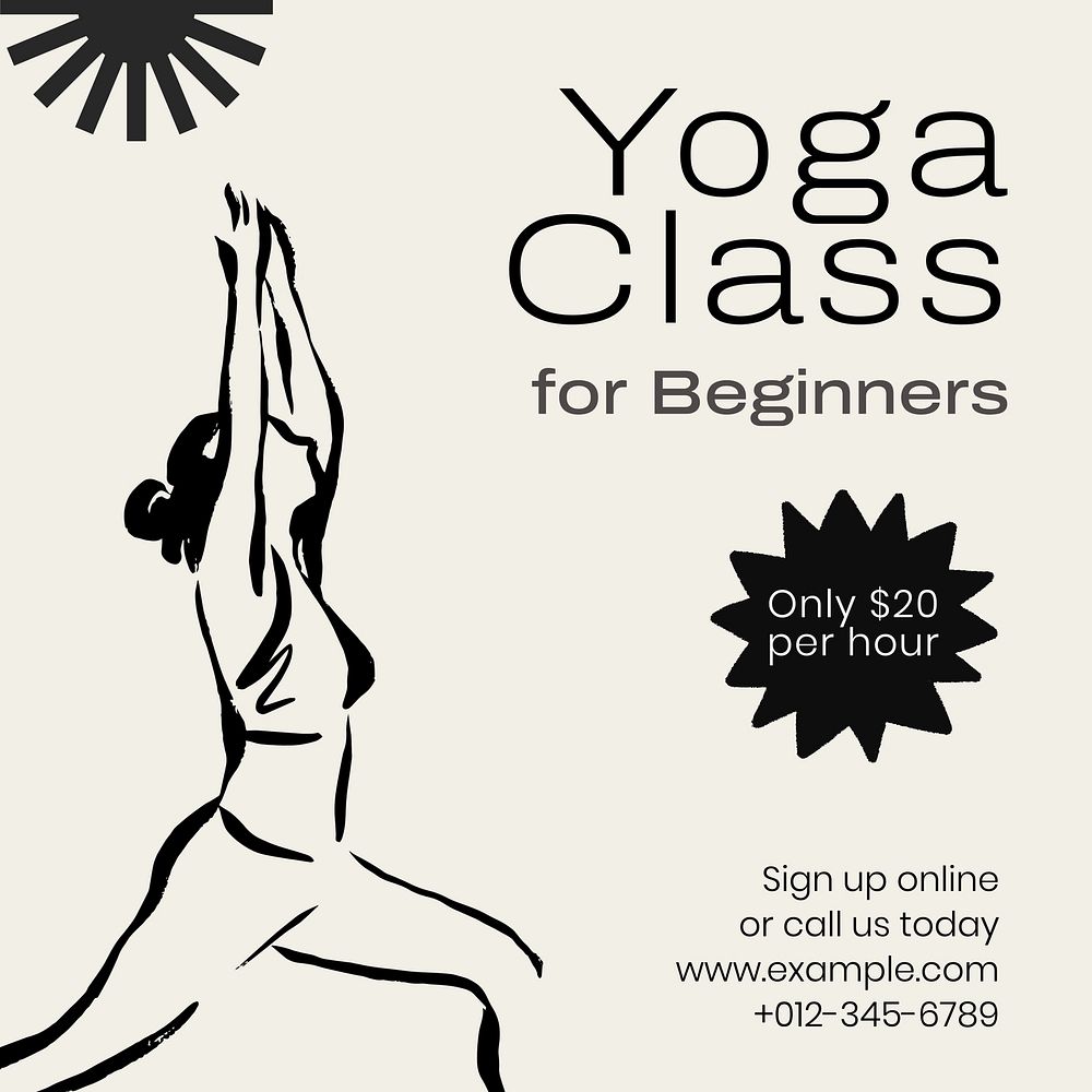 Yoga class Facebook post template