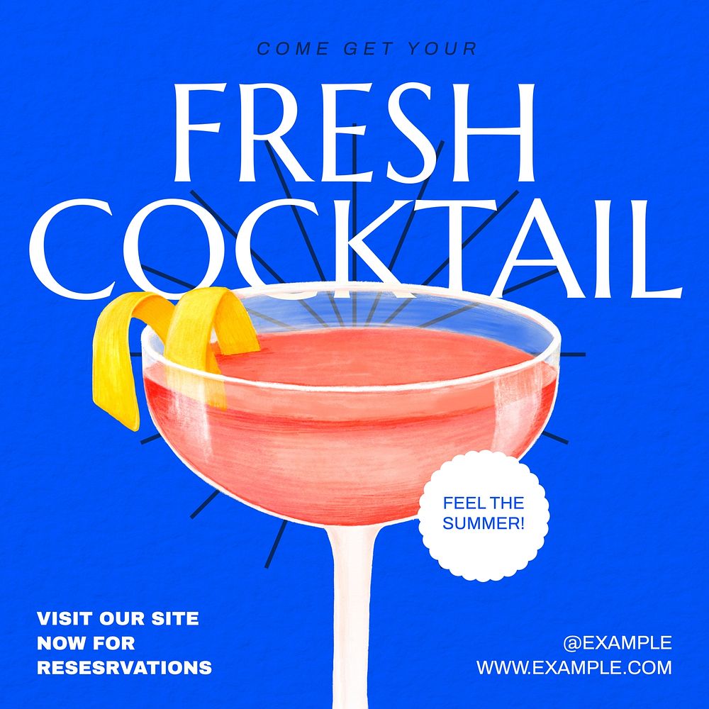 Summer cocktail drinks Instagram post template