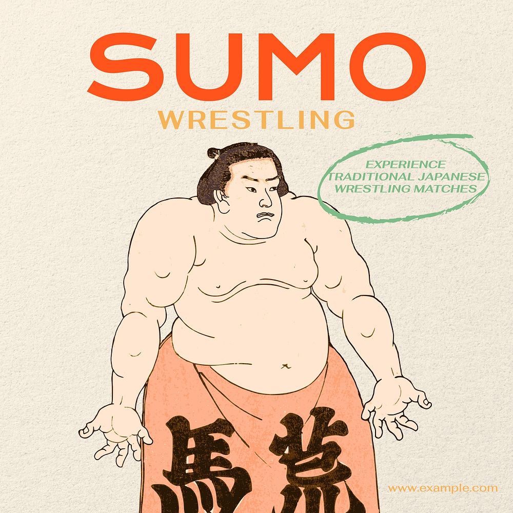 Sumo wrestling Instagram post template