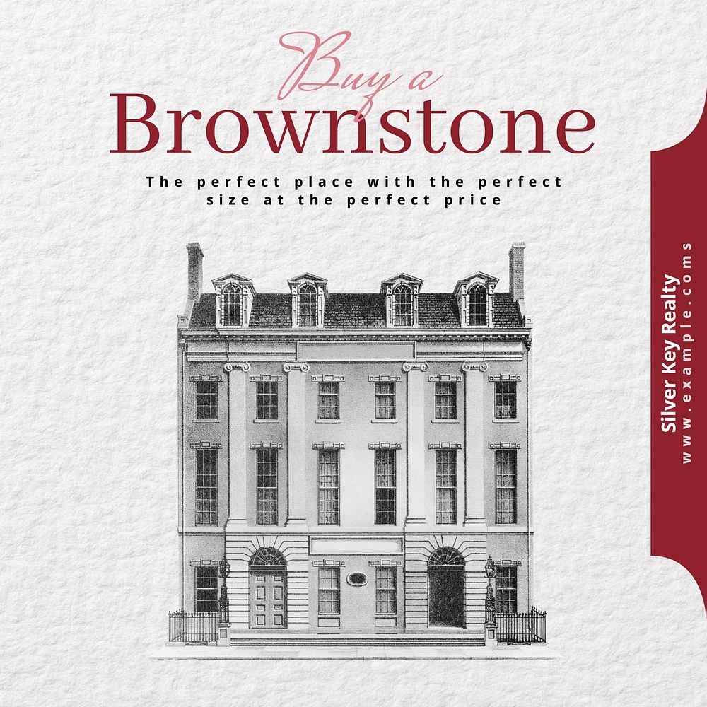 Brownstone real estate Instagram post template
