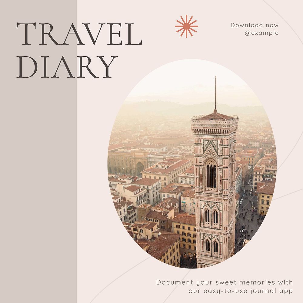 Travel diary app Instagram post template