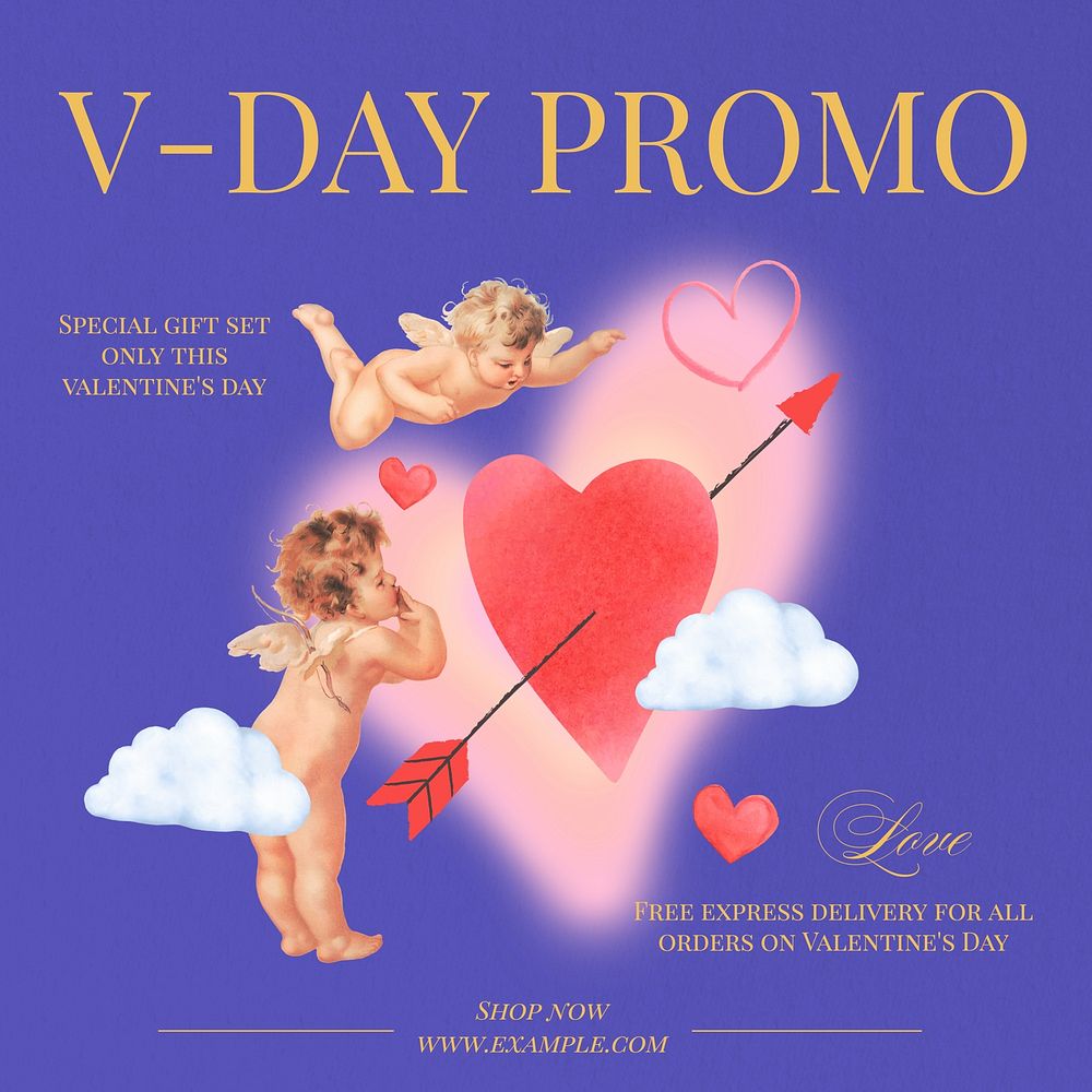 V-day promo Facebook post template