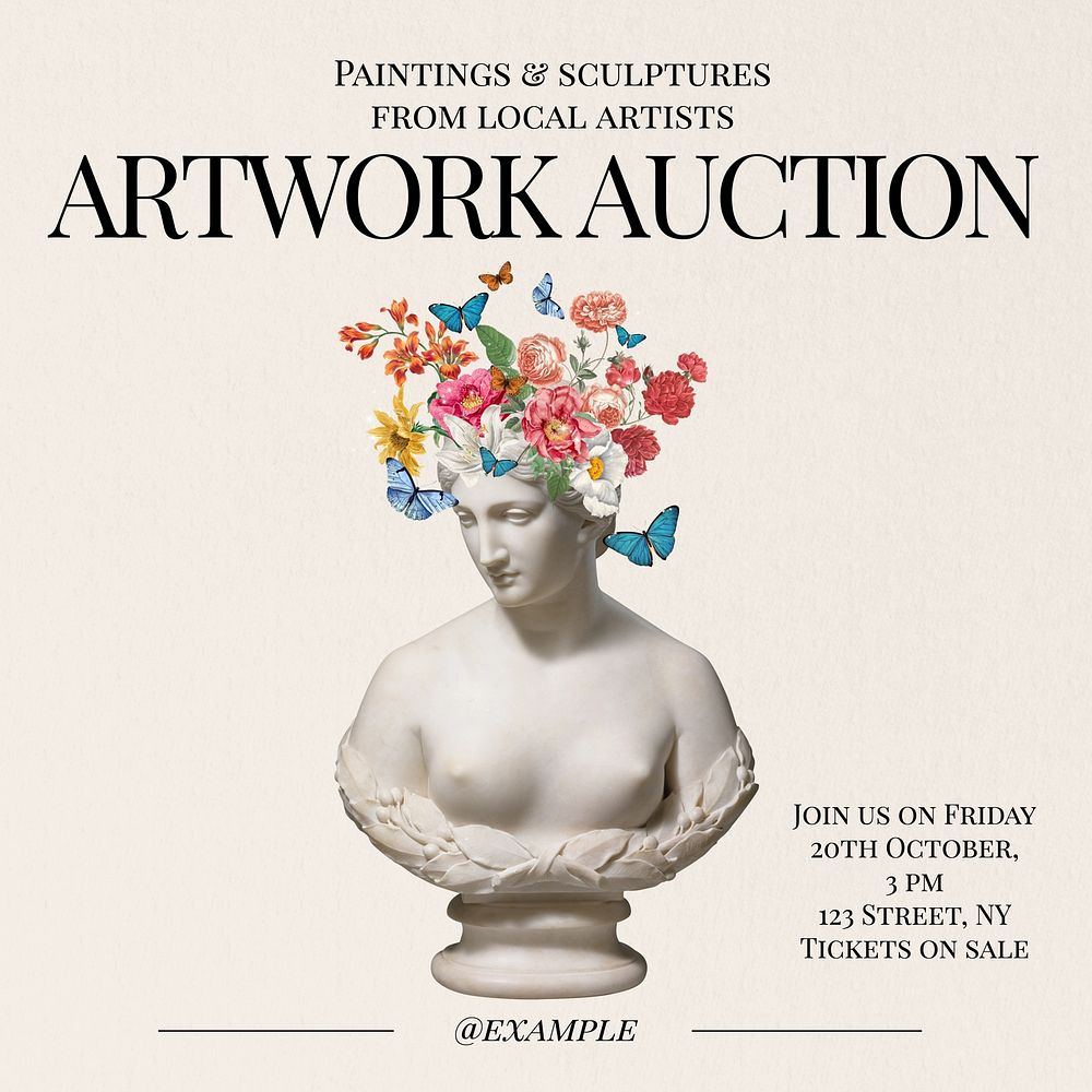 Artwork auction Facebook post template