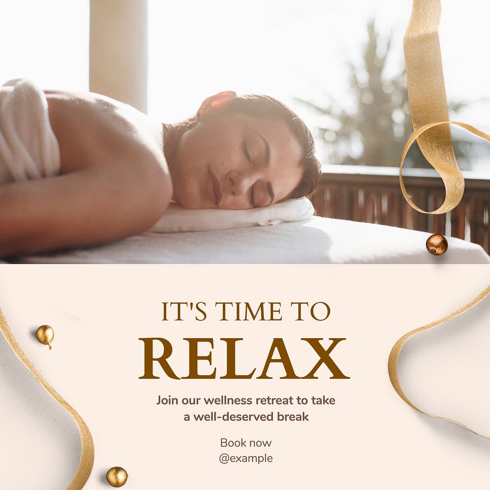 Relax, wellness retreat Facebook post template